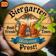 Vintage Welcome by German Beer Gardens Tin Metal Signs Home Décor 8x8 picture