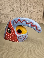 Vtg Mexican Folk Art Hand-Carved Painted Wood Bird Mask 12x8x6