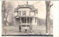 RPPC,  FAMILY PICTURE Outside LARGE COUNTRY HOME ca1910's Photo Postcard picture