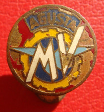 RARE SPAIN MV AGUSTA LOGO MOTORCYCLES 1950 BRONZE BUTTONHOLE LAPEL BADGE picture
