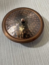 Vintage Copper Bowl Covered Dish Copper Tone Metal Lid Trinket Dish Small picture