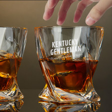 Custom Engraved Kentucky Gentleman Whiskey Glass – 10 oz Twisted Rocks Glass picture