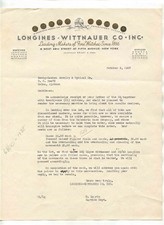 Longines Wittnauer Letterhead Leading Makers of Fine Watches 1937 Gold Awards picture