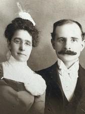 Antique Edwardian Framed Original Wedding Photo Cabinet Card Young Couple, 10.5” picture