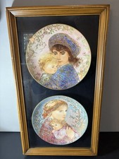 Vintage - Edna Hibel Numbered Mother’s Day Plates In Double Frame Gold Plated picture