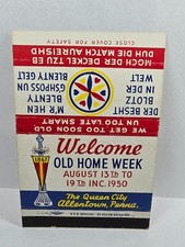 Vintage Matchbook Cover OLD HOME WEEK Event Allentown Pennsylvania PA 1950 Queen picture