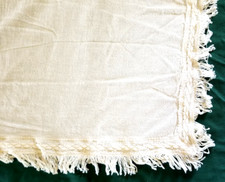 VTG Sleater Fifth Avenue 100% Cotton Farmhouse Rustic Tablecloth 61 x 111 Fringe picture