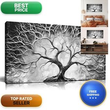 CGXART Tree Wall Art Living Room - Black And White Wall Decor Office - Modern picture