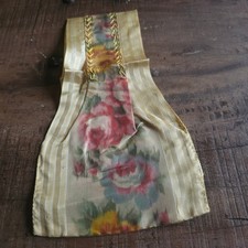 Antique 1800s Silk Handmade Pocket Pouch Victorian Floral Striped Textile 1700s? picture