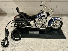 Harley Davidson Telemania Navy Blue, Silver, Black Motorcycle Telephone picture
