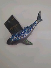 2025 Robert Stanley Hand Blown Glass Ornament Shark Sparkle Blue Jaws New picture