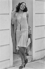 Fashion model Vanessa wearing a low-waisted dress and a shawl OLD PHOTO picture