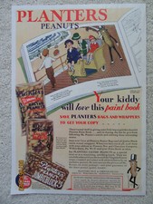 Planters Peanuts, Paint Book Offer, Mr. Peanut, 1930 Ad picture