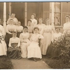 c1910s Large Group of Women RPPC Fashion White Dresses Porch House Real Photo picture
