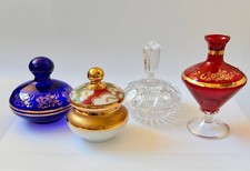 Vintage Art Glass Lot 4: Murano Italy Ruby Red Bohemian Cobalt Blue Crystal Box picture