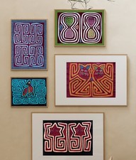 Authentic Panamanian Mola Set of 5 folk art wall/Latin American vintage textile, picture