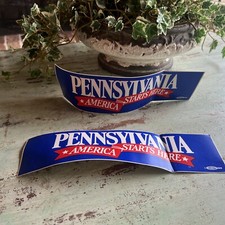 Set Of 2 VTG Pennsylvania - America Starts Here Souvenir Bumper Stickers 3 X 11” picture
