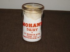 VINTAGE HALF  PINT  GLASS MILK BOTTLE MOHAWK DAIRY AMSTERDAM NY picture