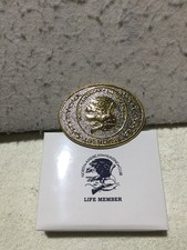 VTG North American Hunting Club Life Member Belt Buckle Silver/Gold Color Oval picture