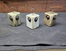 Lot Of 3 Handmade Wooden Owl Christmas Ornaments. picture