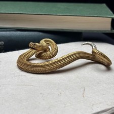 Brass Rattlesnake Pen Holder Incense Burner Desk Decor Black Zircon Scales picture
