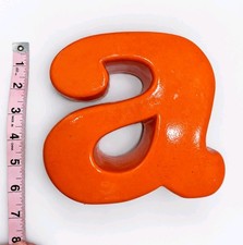 Vintage MCM Orange Glazed Ceramic Abstract Sculpture Modernist Décor 8” picture
