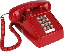 Push Button Retro Corded Phone Desk Telephone Vintage Working Loud Black Decor picture
