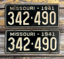 1941 Missouri License Plate Matched Pair / Set 342-490 picture