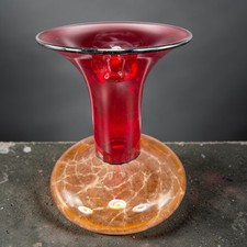 2003 K Piper Hand Blown Studio Art Glass Vase Vessel Marbling Pattern Hand Made picture