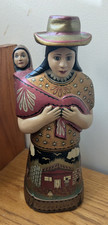 Barniz de Pasto Colombia Folk Art Mother and Baby Wood Figurine Mopa-Mopa picture