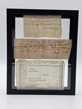 Rare Collection Early 1800s Tax Receipts 1814 1818 1840 Salisbury MA Framed Docs picture