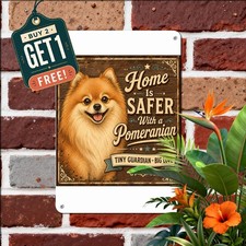Fluffy Pomeranian Dog Metal Sign Cute Romantic Canine Lover Tin Wall Plaque picture