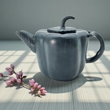 Vintage Chinese Yixing Zisha Bell Pepper Teapot Clay Signed Scholar Form 5.75