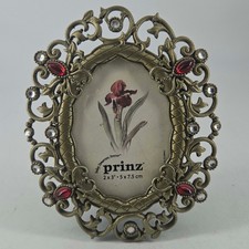 Scroll Vintage style ornate Jeweled oval Picture Frame Prinz 2X3 picture