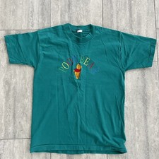 Vtg Disney Embroidery Pooh Bear Teal Short Sleeve T-shirt Adult L Single Stitch picture