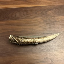 Vintage Handmade Deer/Elk Antler 5.5 Inch Blade Folding Knife picture