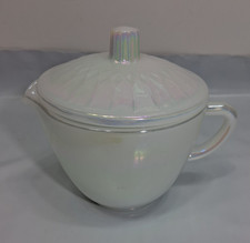 Vintage Federal Glass Moonglow White Pearl Iridescent Milk Glass Creamer picture