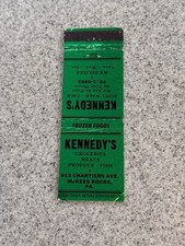 Kennedys Grocery Store McKees Rocks Pennsylvania Vintage Matchcover 187 picture