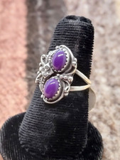Navajo Size 6.5 Purple Onyx Silver Collectible Signed Native American Ring USA picture