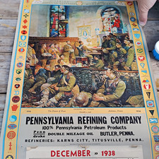 Pennsylvania Refining Company December 1938 Multicolor Advertising Calendar Page picture