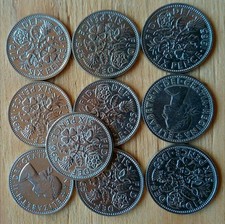 British 1965 Sixpence Coin Set, Vintage Lucky 6pence, Collectible Coins picture