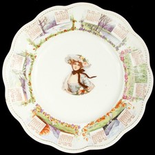 Antique 1910 Calendar Plate Steubenville China Ohio Edwardian Woman in Hat picture