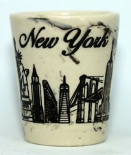 New York White Marble Ceramic Shot Glass picture
