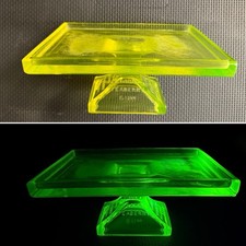 RARE Vintage Clark's Teaberry Gum Display Stand - Vaseline Uranium Glass picture