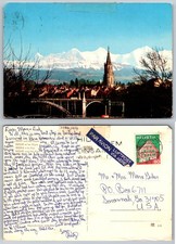 Bern Switzerland Postcard Bernese Alps Minster Bridge 1974 Chrome picture
