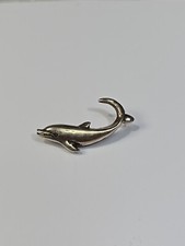 Dolphin Tail Up Smiling Face Lapel Pin Silver Color Metal  picture
