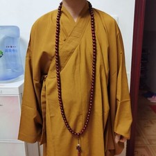 15mm 108 Beads Natural Wood Shaolin Buddha Monk Prayer Mala Red Beads Necklace picture