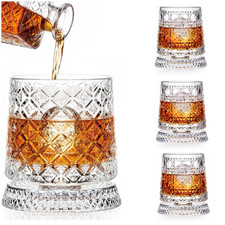 4PCS Set Spinning Whiskey Glasses Lead-free 360° Rotating 9oz For Father's Gift picture