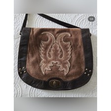 Vintage Durango Brown Suede & Dark Brown Leather Crossbody Bag picture