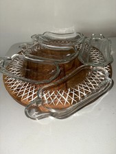 Set of five vintage clear thick glass banana split boat dishes picture